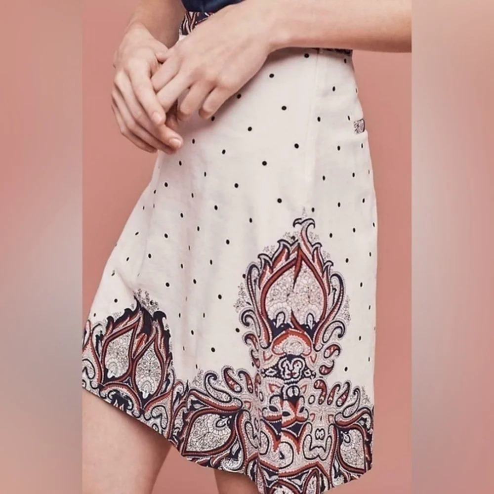 Anthropologie Holding Horses Adele Polka Dot Paisley Skirt Size 6 S Small